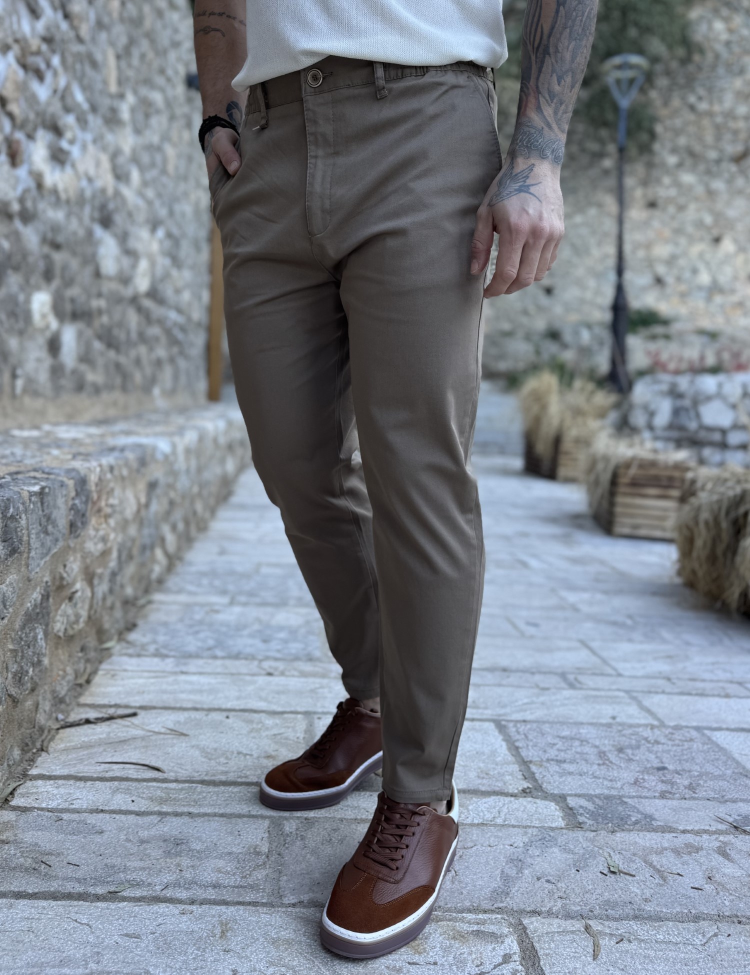 Ανδρικό πούρο υφασμάτινο chinos παντελόνι με λάστιχο JR0020